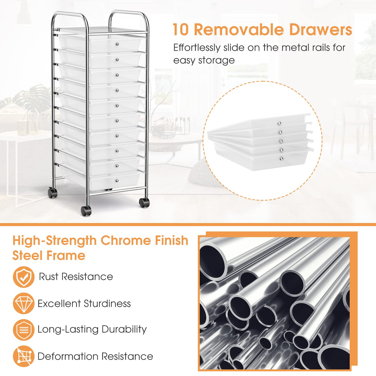 10 Drawers Rolling Storage Cart V185923