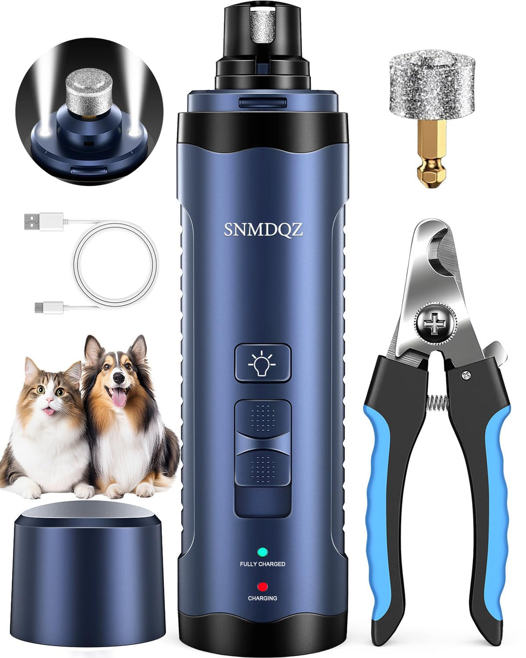 Dog Nail Grinder and Clippers Kit with 2 LED Lights I682