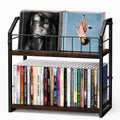 2 Tier CD Storage Rack Holds 60 Cases Brown Z6720