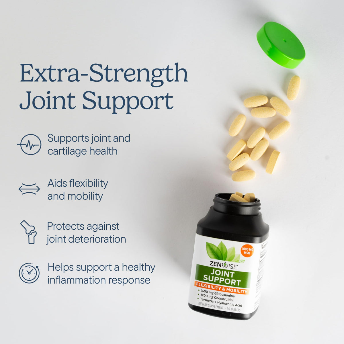 Joint Support Supplement with Glucosamine Chondroitin MSM Curcumin 180 Count R7152