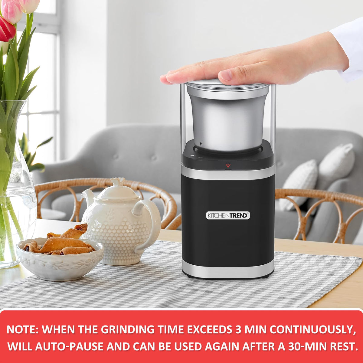 Electric Coffee Bean Grinder with Removable Stainless Steel Bowl L7124