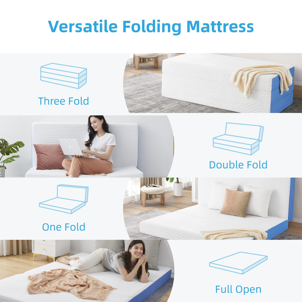 6 Inch Queen Trifold Gel Memory Foam Mattress Topper D63156