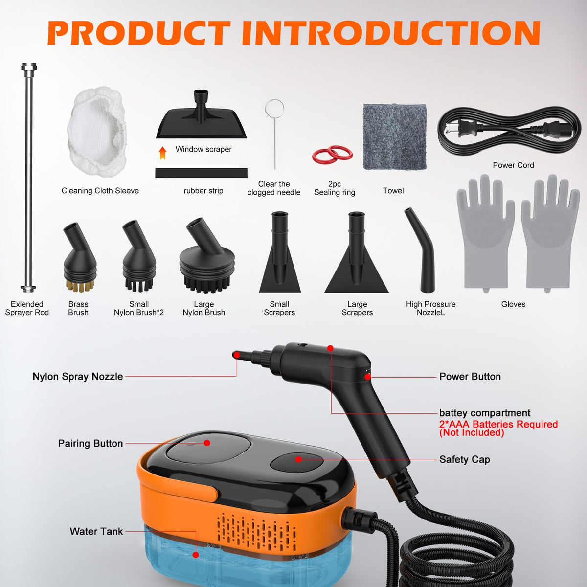 Portable Handheld Steam Cleaner with 16 Accessories Z74515