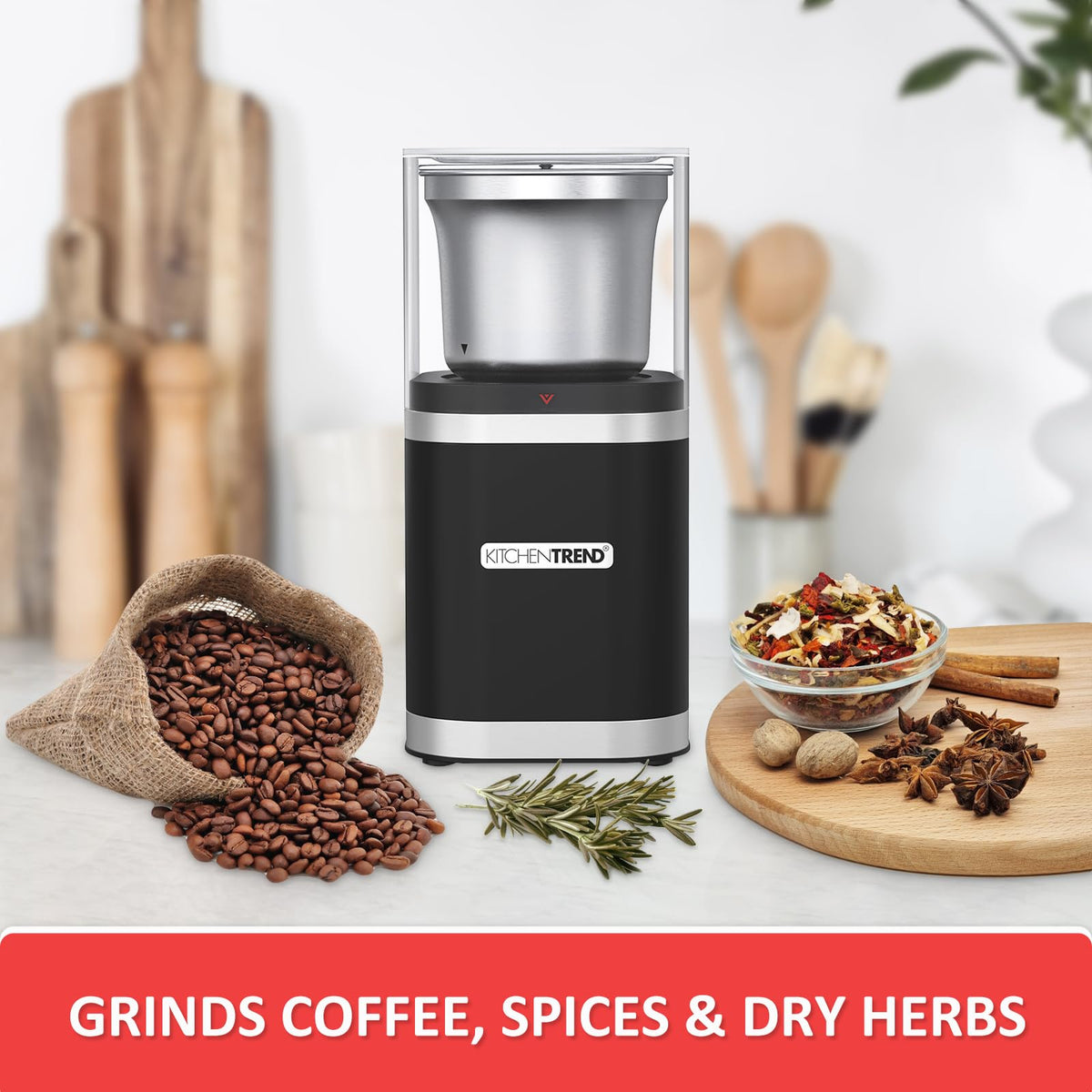 Electric Coffee Bean Grinder with Removable Stainless Steel Bowl L7124