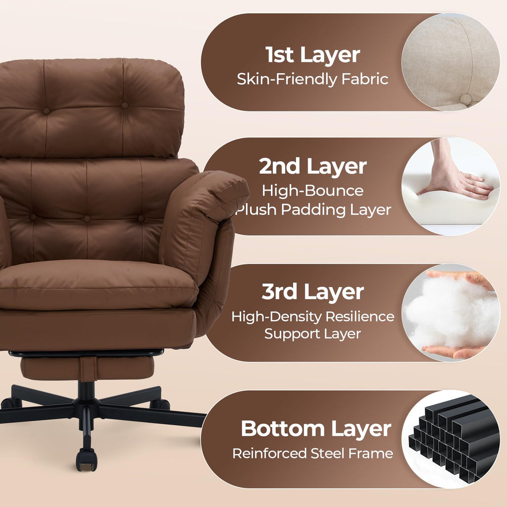 Brown Ergonomic Office Chair with Foot Rest Q583581