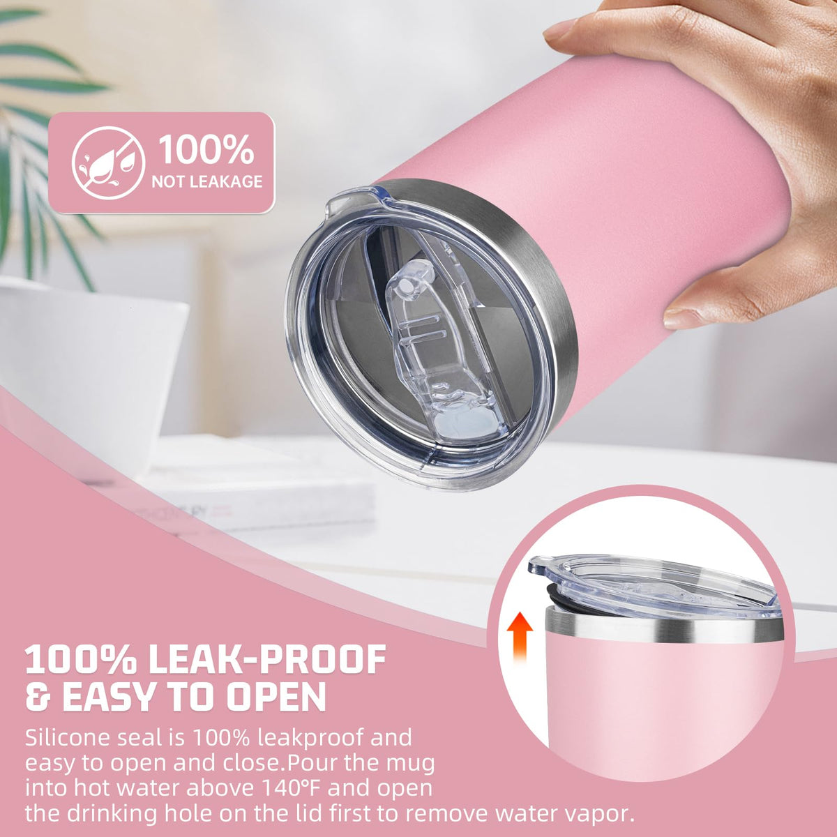 20 oz Stainless Steel Insulated Tumbler with Lids and Straws H857079