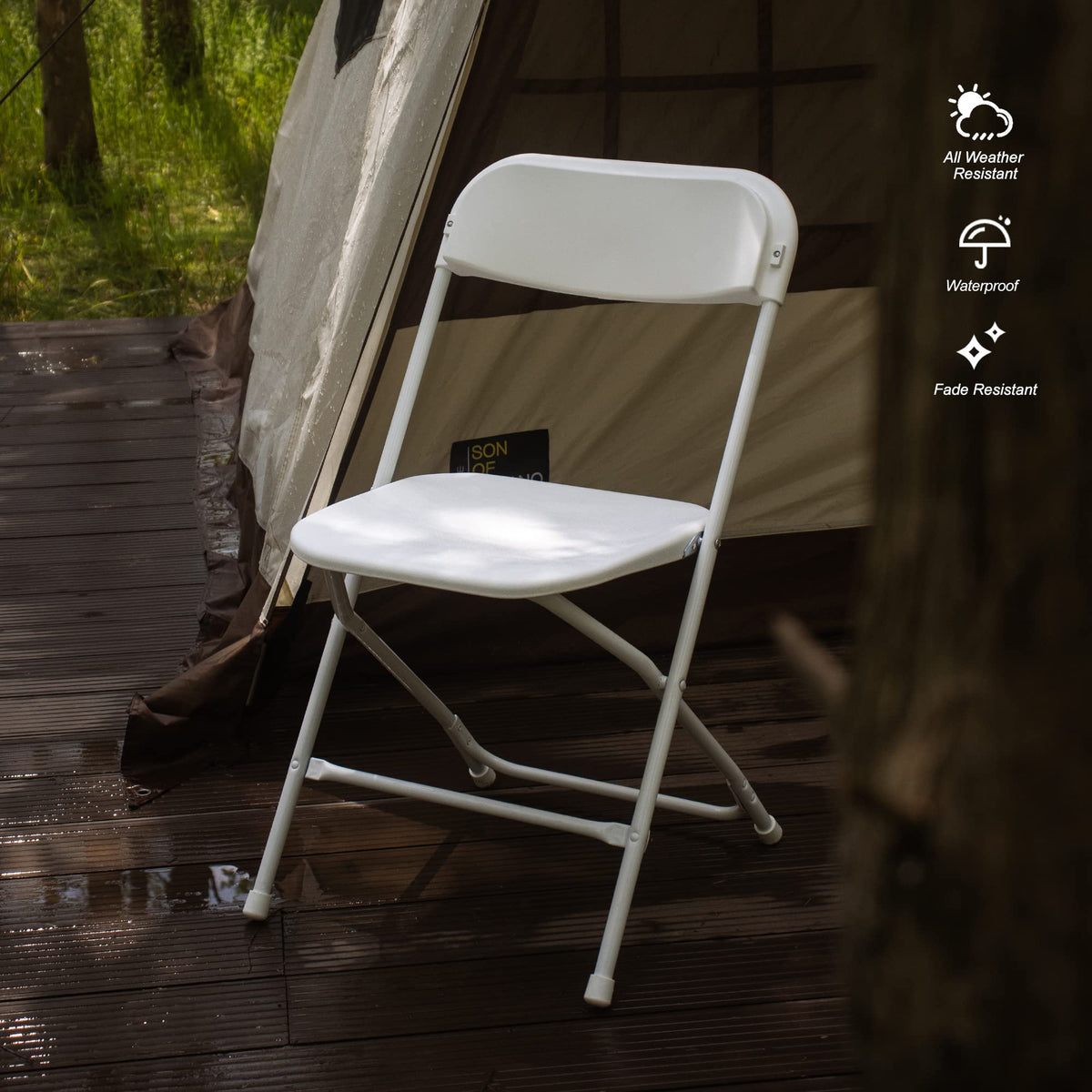6 Pack White Plastic Folding Chair with Steel Frame I20779