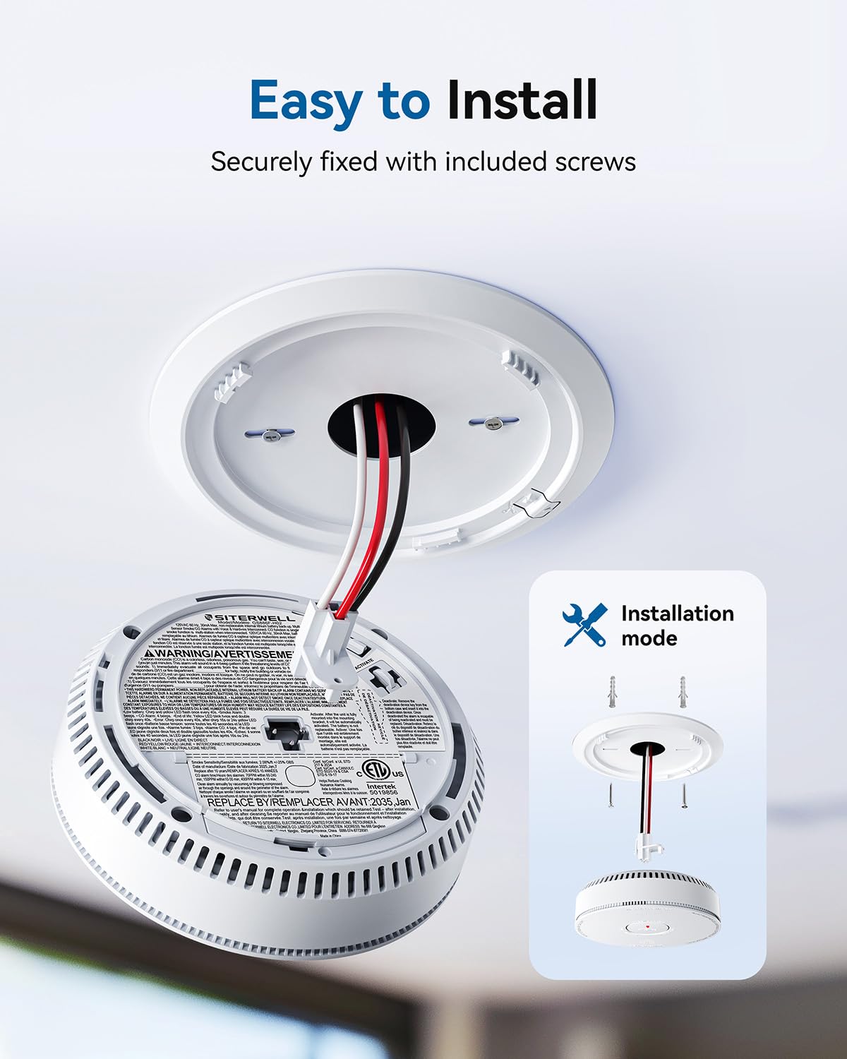 Smoke and Carbon Monoxide Detector Combo 10 Year Battery V43758