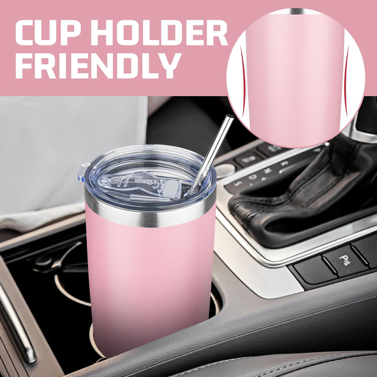 20 oz Stainless Steel Insulated Tumbler with Lids and Straws H857079