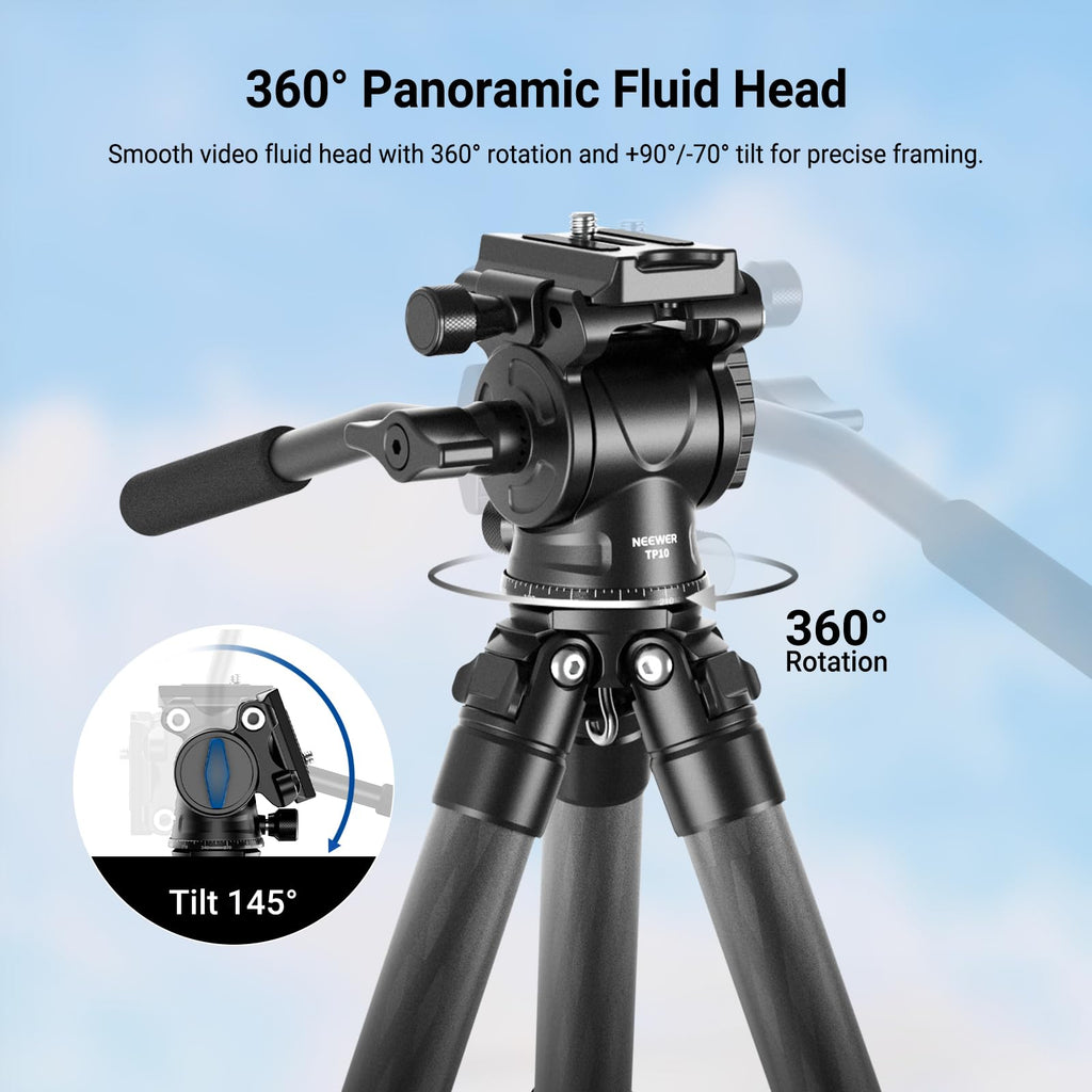 Carbon Fiber Desktop Mini Tripod with Video Fluid Head H378113