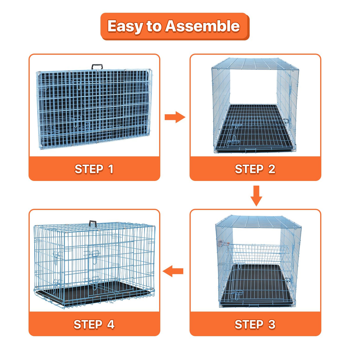 Folding Metal Dog Crate with Plastic Tray & Divider X648
