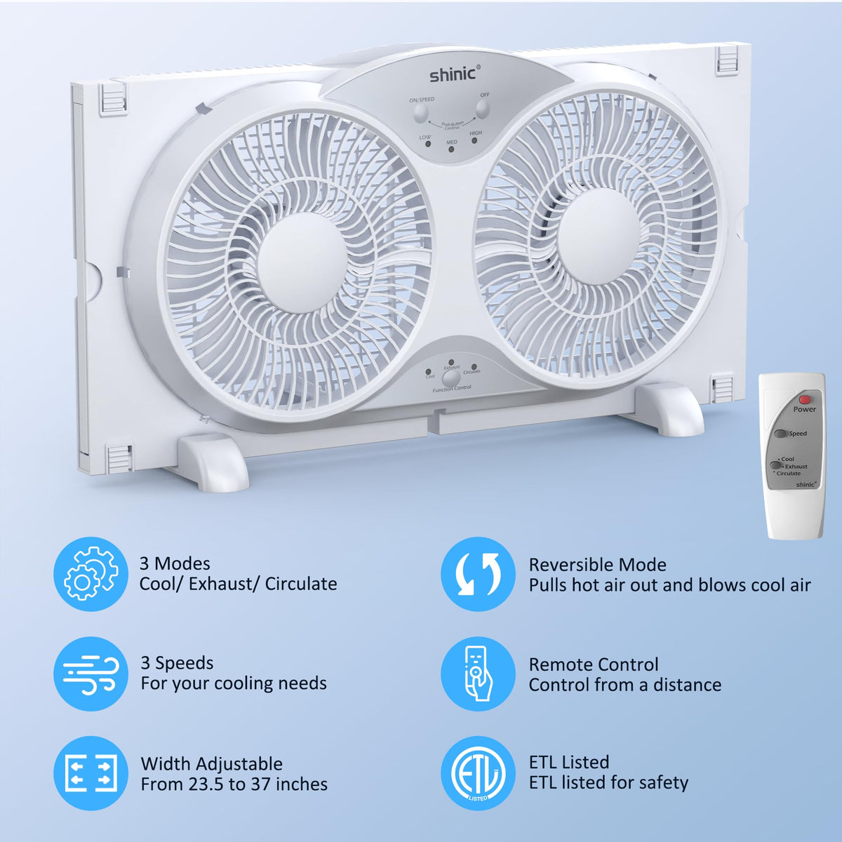 9" Twin Window Fan with Remote N3397