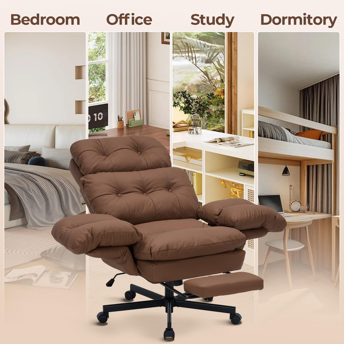 Brown Ergonomic Office Chair with Foot Rest Q583581