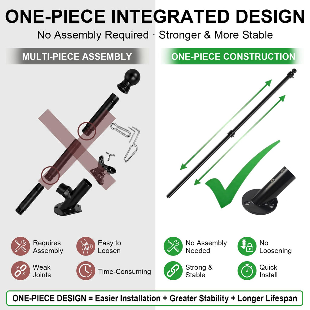 47" Stainless Steel Flag Pole Kit with Wall Mount Bracket M4296