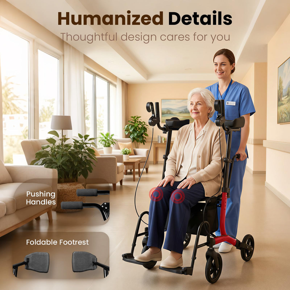Foldable Lightweight Upright Walker with Seat Armrest Pedal M83071