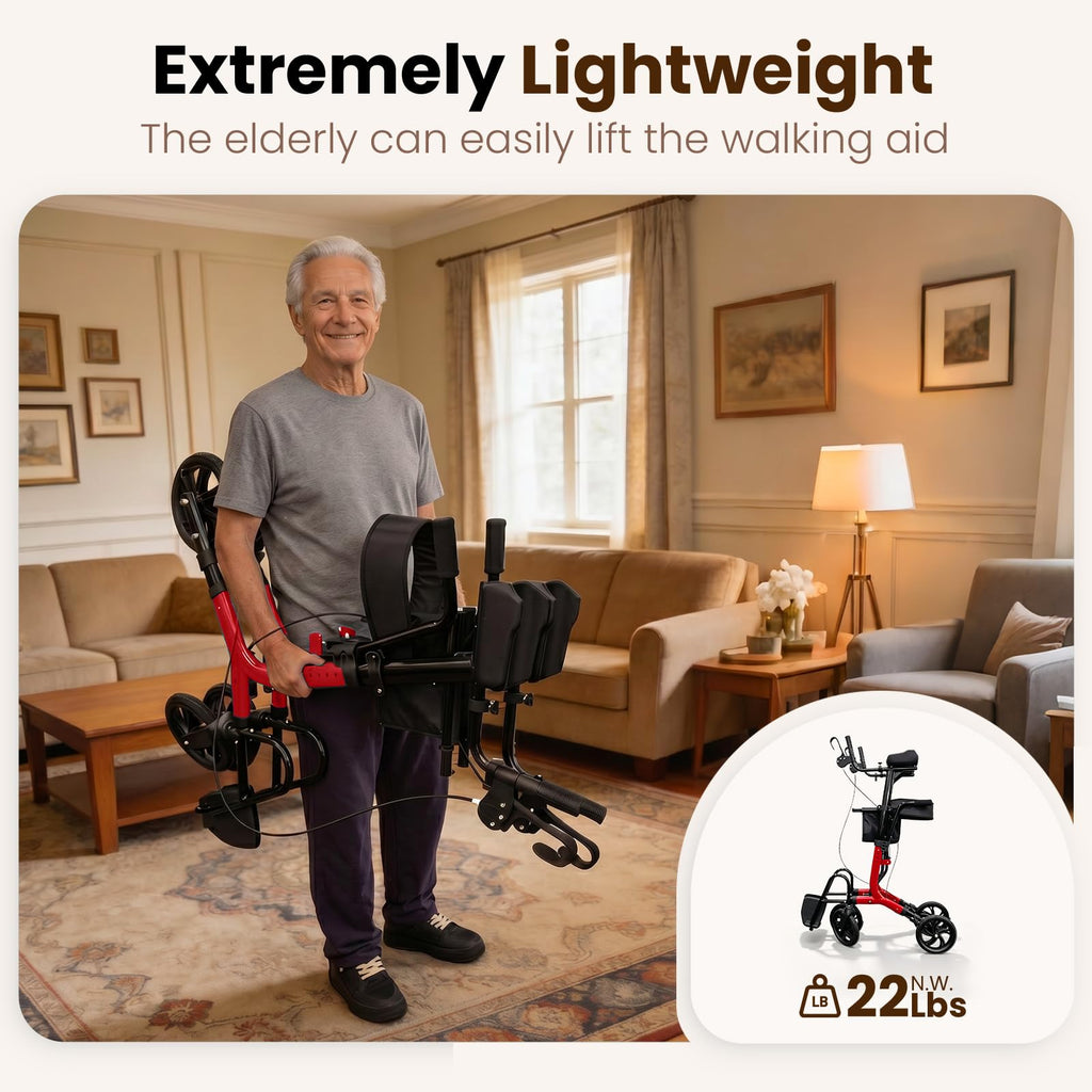 Foldable Lightweight Upright Walker with Seat Armrest Pedal M83071