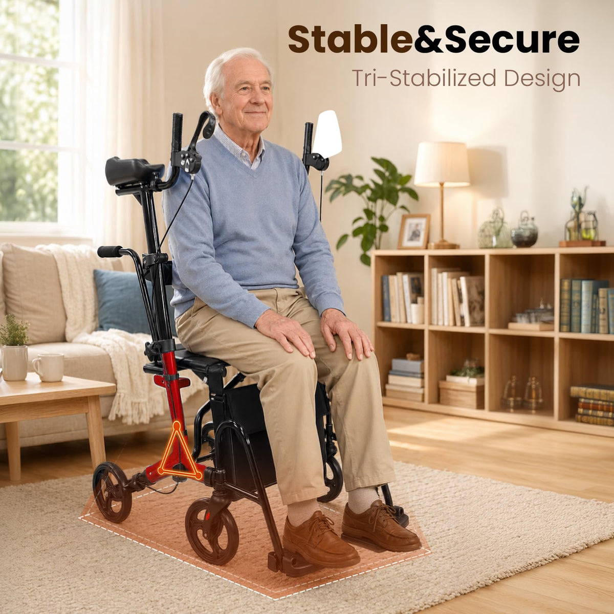 Foldable Lightweight Upright Walker with Seat Armrest Pedal M83071