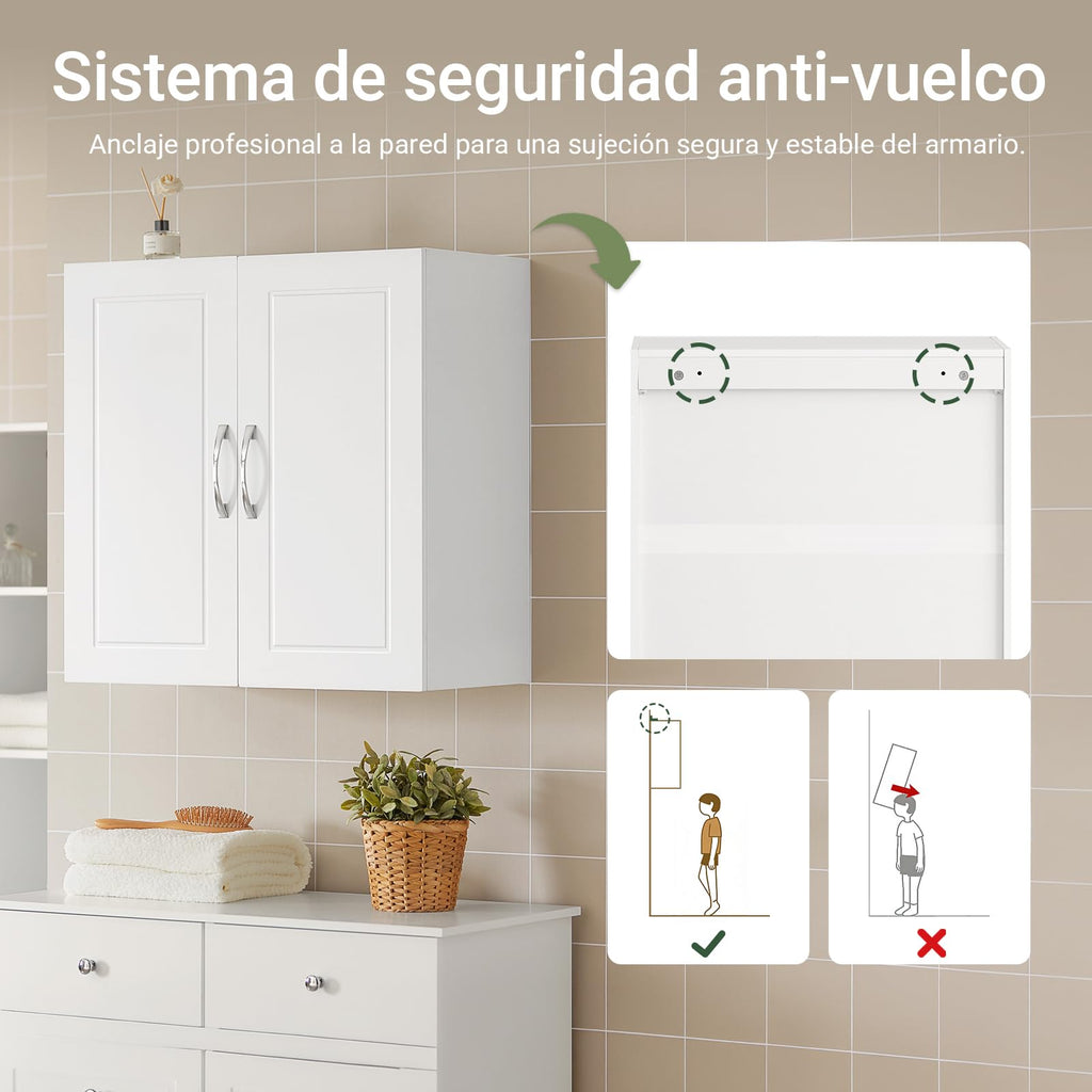 White Wall Storage Cabinet with Adjustable Shelf C590