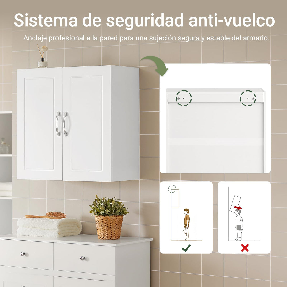 White Wall Storage Cabinet with Adjustable Shelf C590