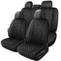 Black Nappa Leather Car Seat Covers Full Set N416