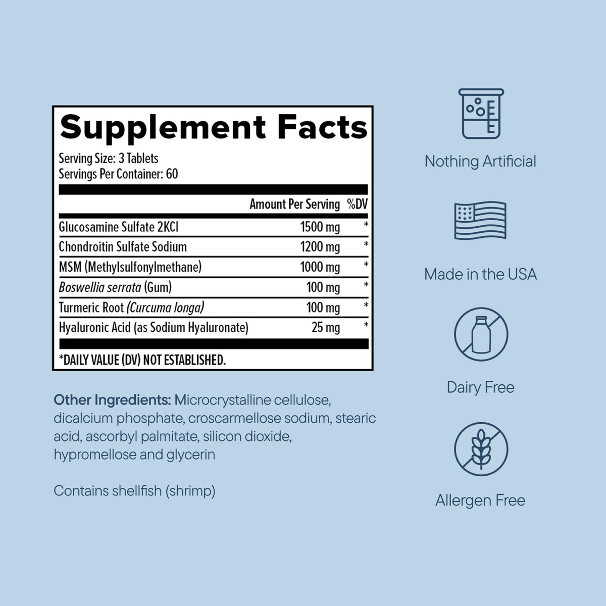 Joint Support Supplement with Glucosamine Chondroitin MSM Curcumin 180 Count R7152