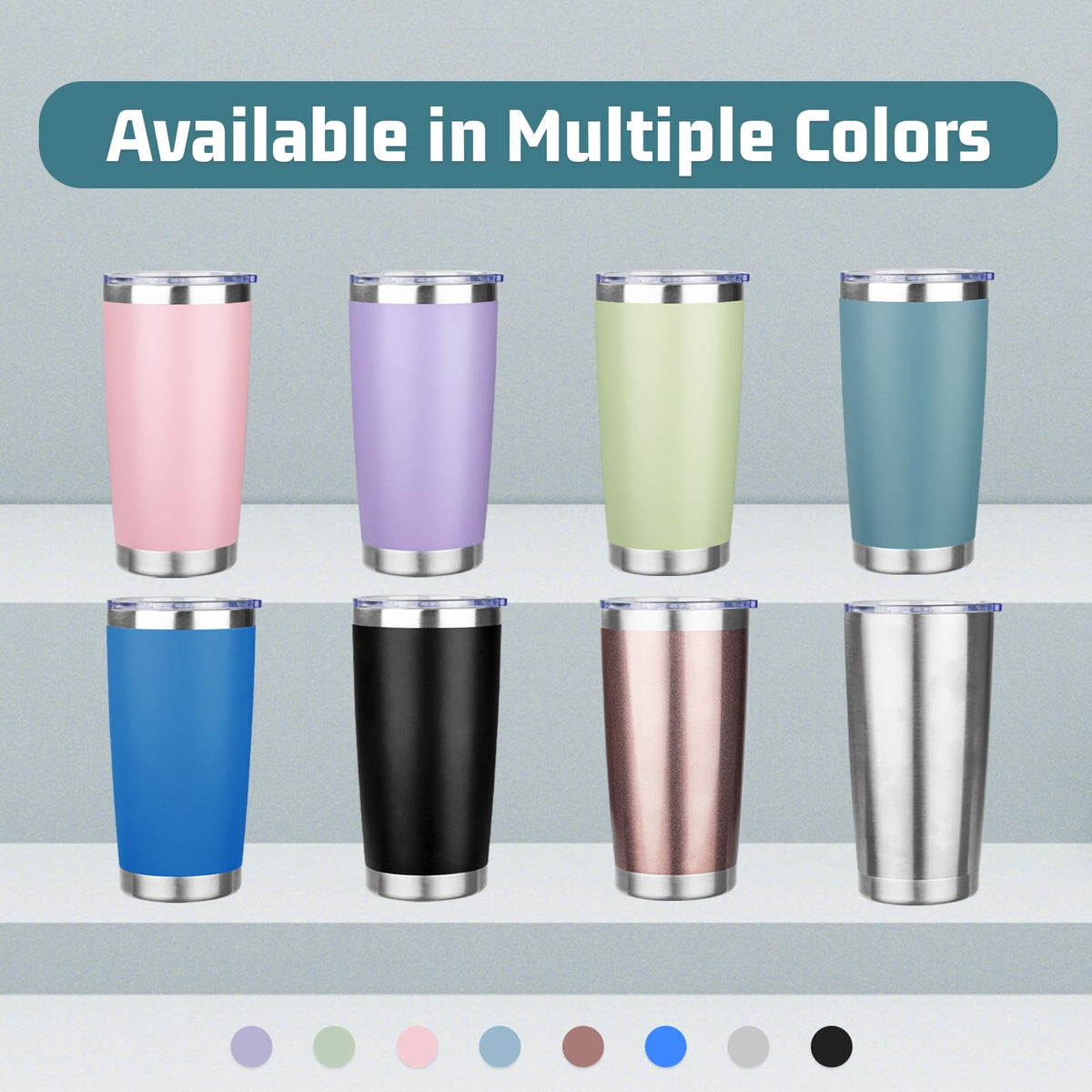 20 oz Stainless Steel Insulated Tumbler with Lids and Straws H857079