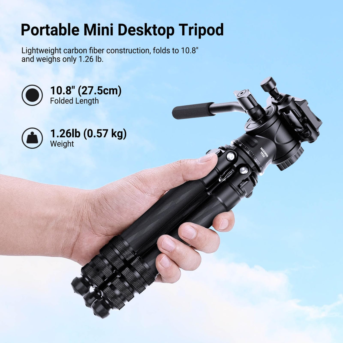 Carbon Fiber Desktop Mini Tripod with Video Fluid Head H378113