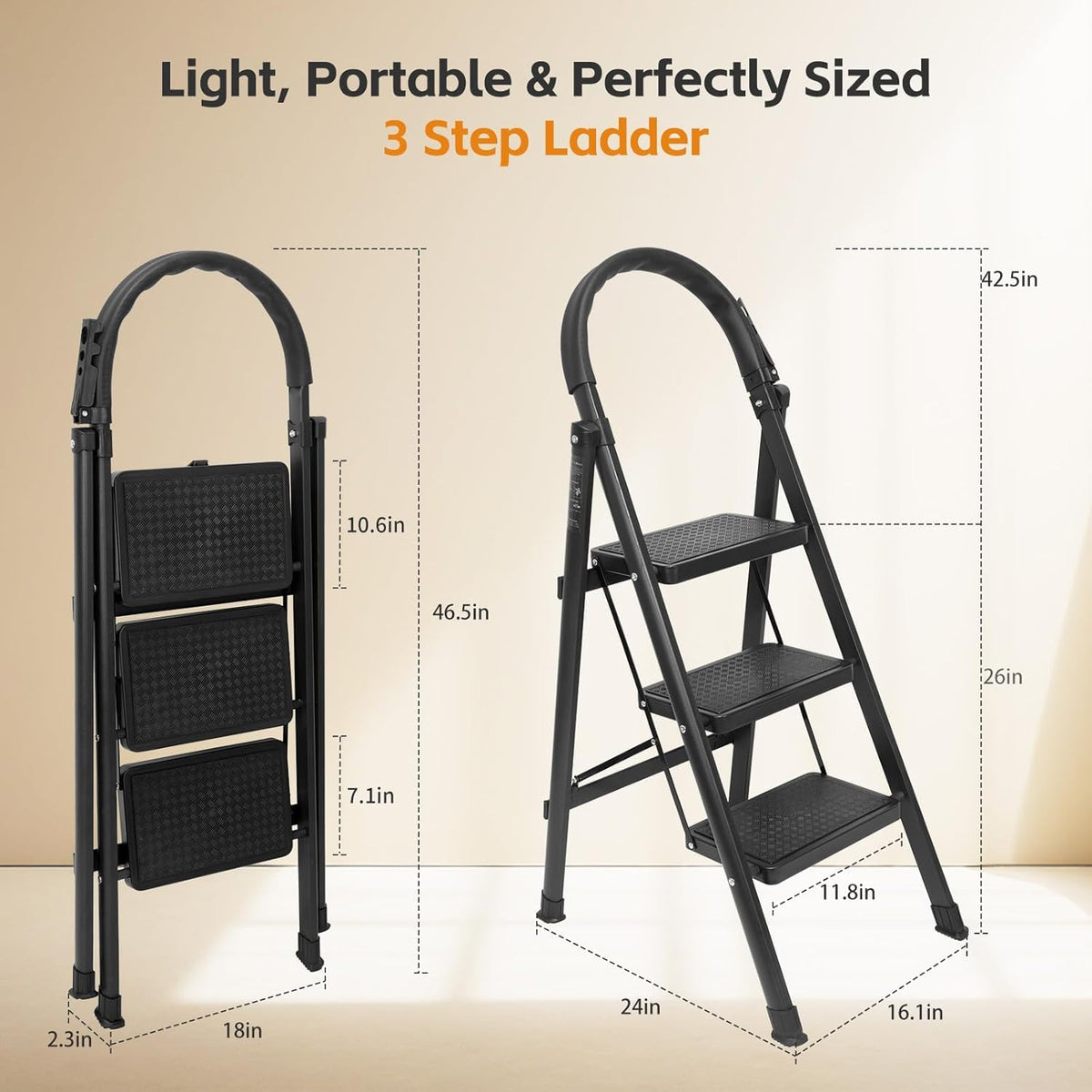 Lightweight Folding 3 Step Ladder N702499