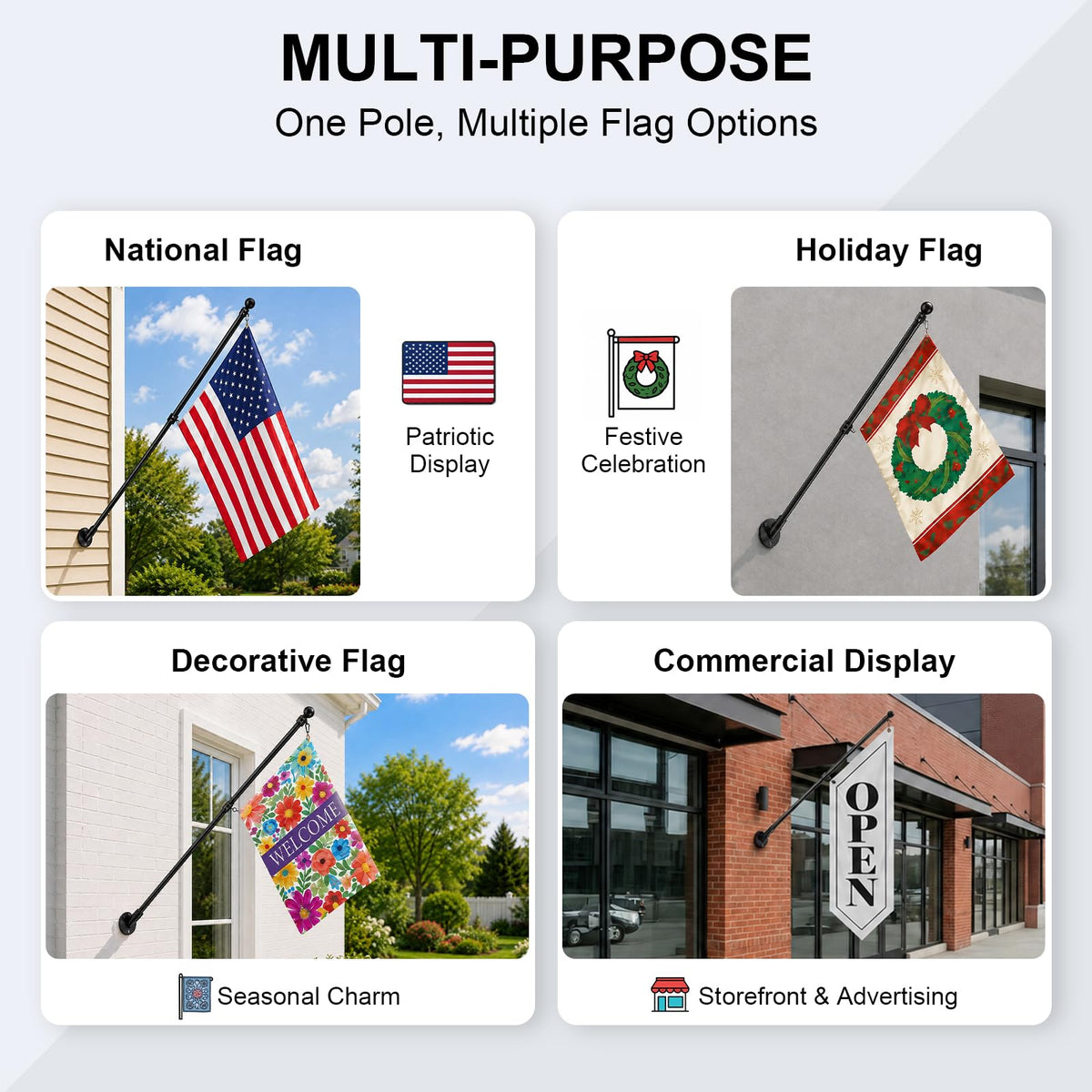 47" Stainless Steel Flag Pole Kit with Wall Mount Bracket M4296