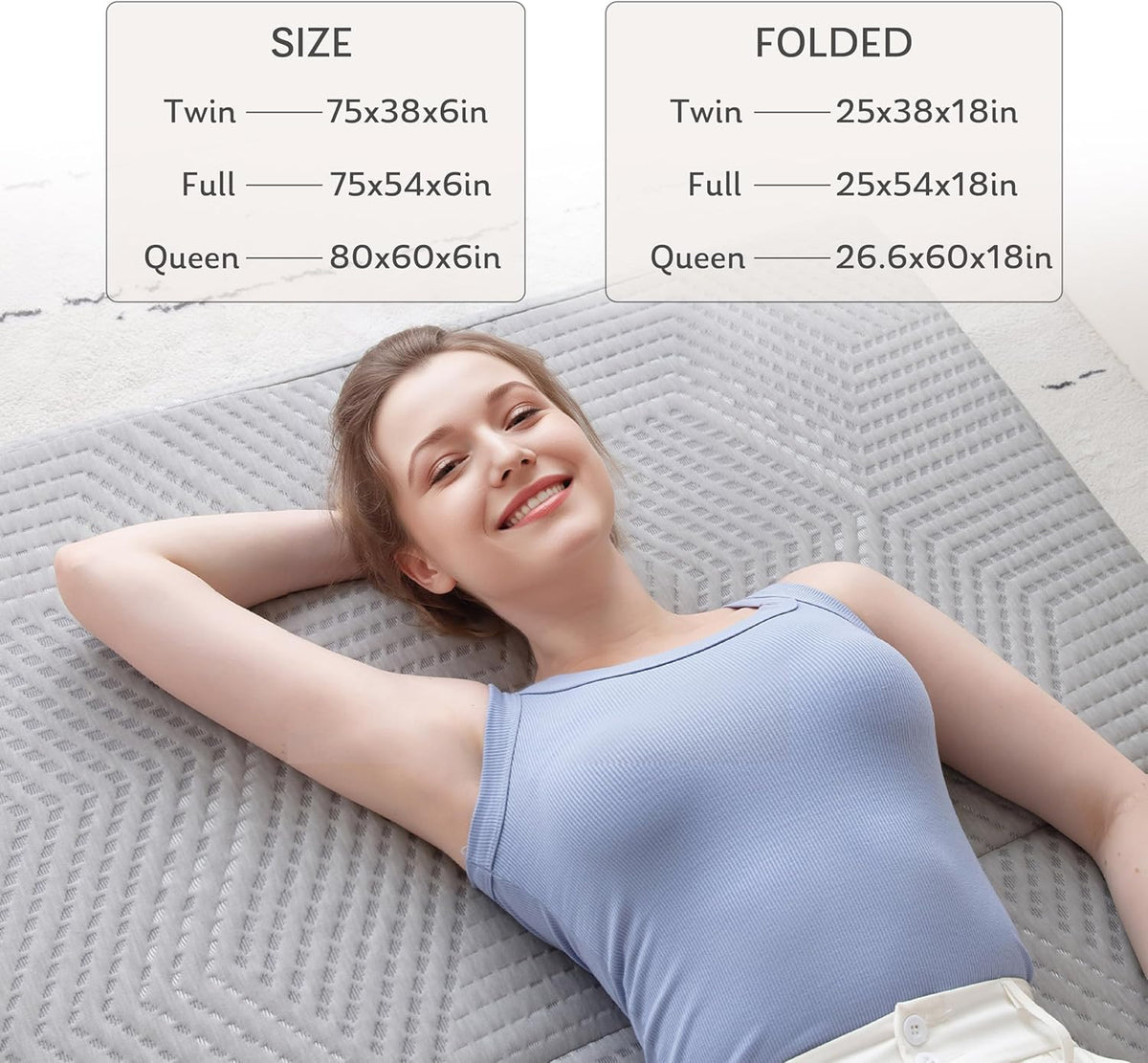 6 inch Twin Memory Foam Folding Mattress C5700