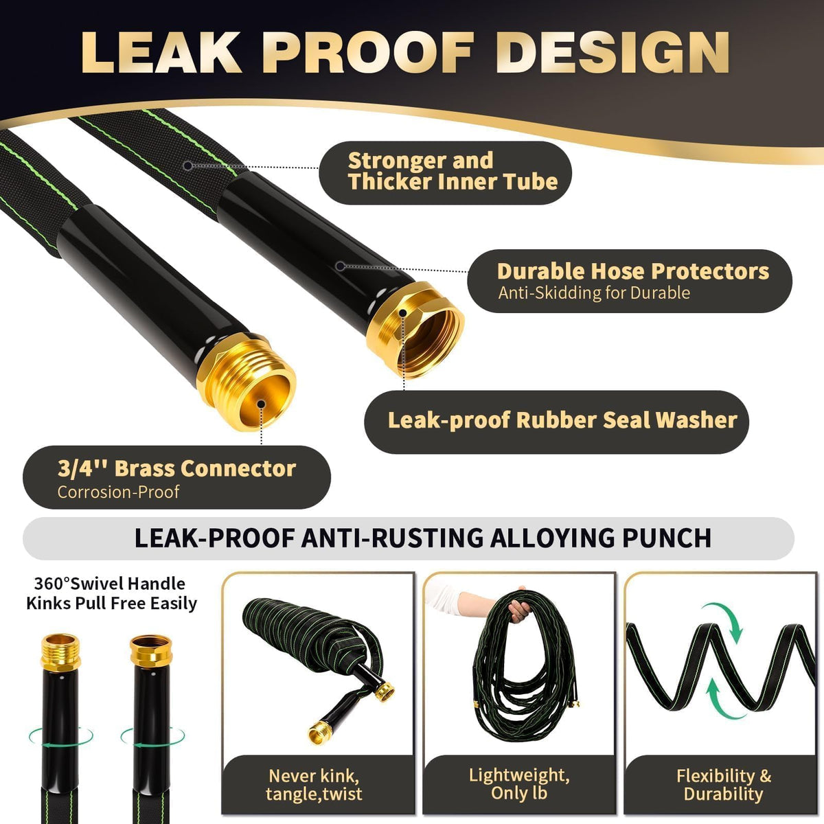 100 ft Heavy Duty No Kink Garden Hose D586482