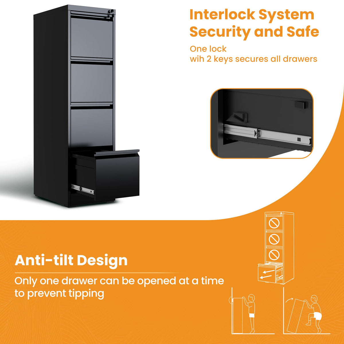 4 Drawer Lockable Metal File Cabinet Y8047