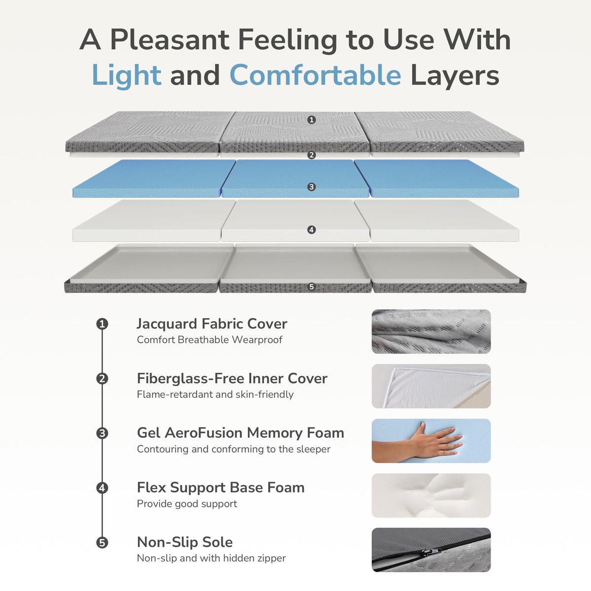 6 inch Twin Memory Foam Folding Mattress C5700