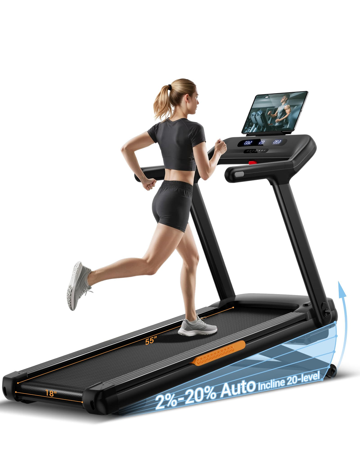 Heavy Duty Treadmill with 20% Auto Incline 4.0HP 400 LBS Capacity U4062