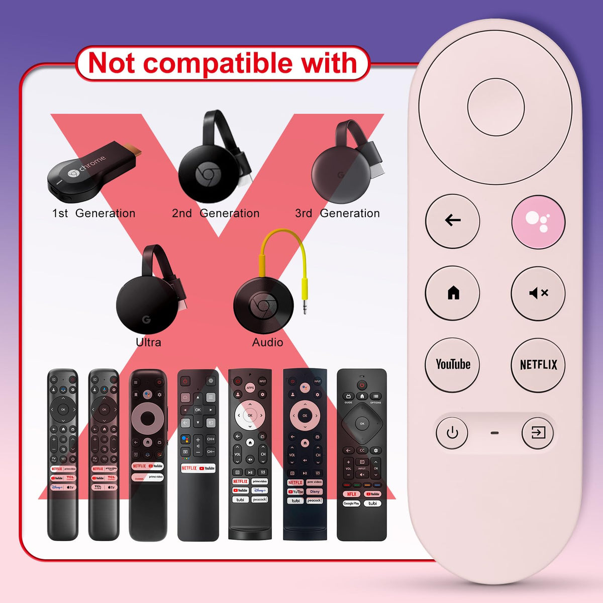 Pink Voice Replacement Remote Control X185