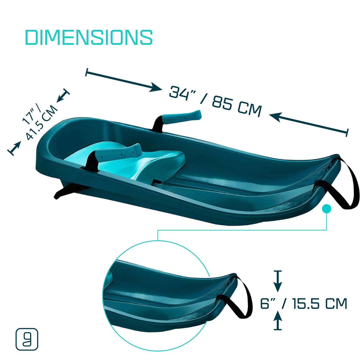 Kids' Plastic Toboggan Sleds with Tow Strap G69313