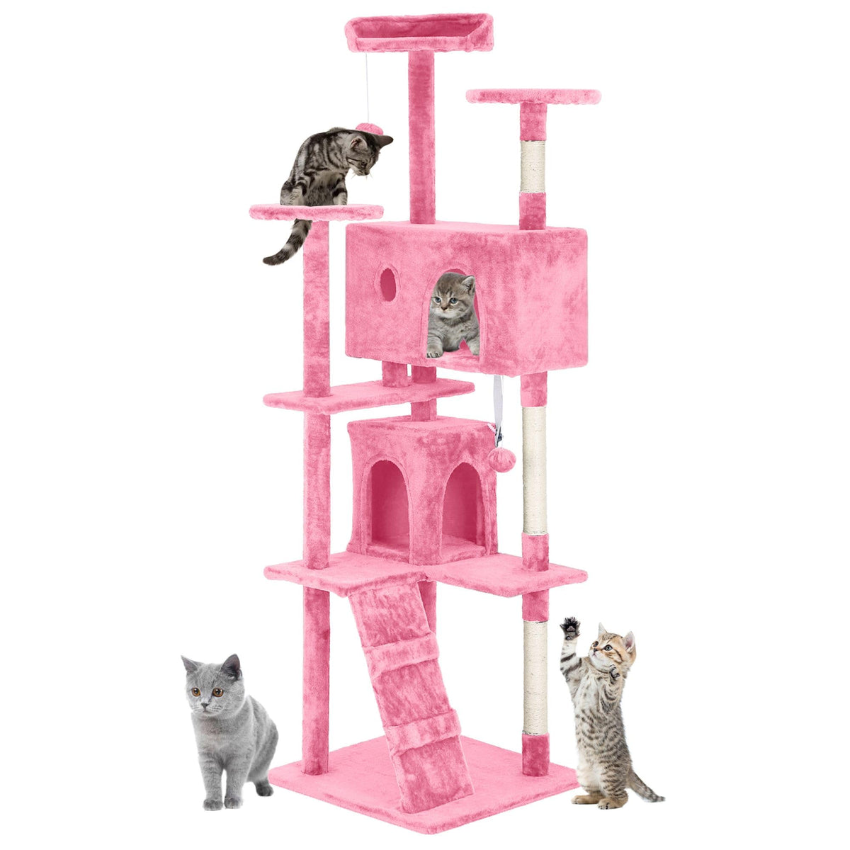 70 inch Multi-Level Cat Tree Tower with Scratching Posts A2206