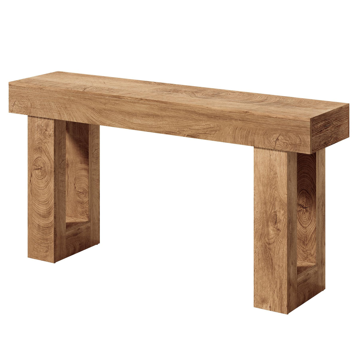 63 Inches Oak Color Wooden Console Table D63943
