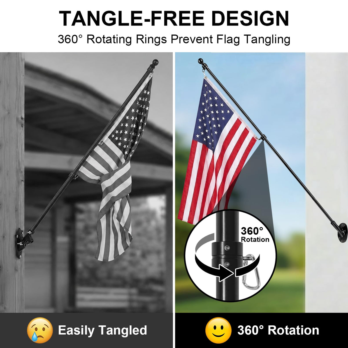 47" Stainless Steel Flag Pole Kit with Wall Mount Bracket M4296