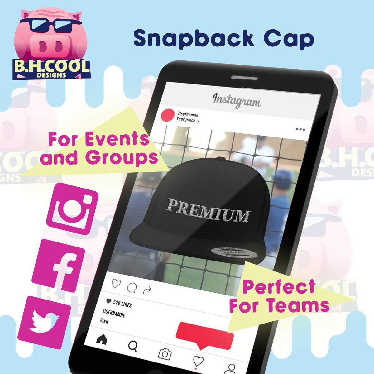Structured Flat Bill Hat Snapback Closure R35452