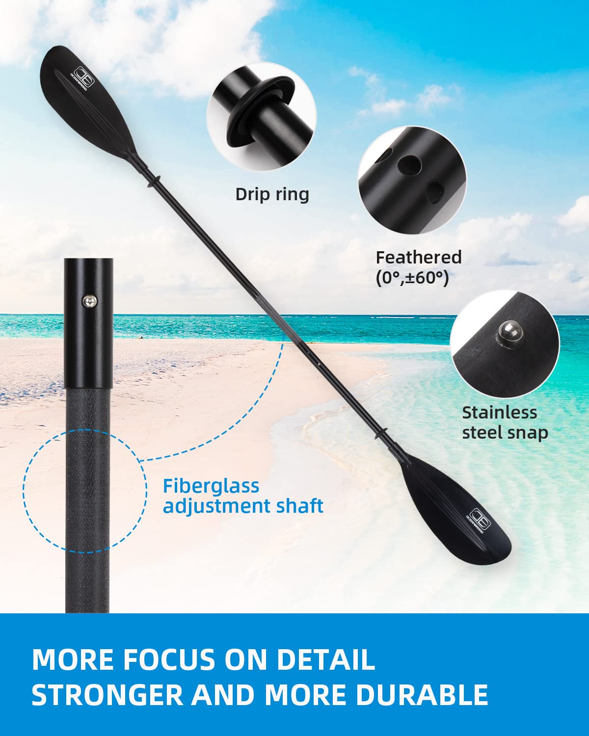 Adjustable Kayak Paddle with Paddle Leash V604