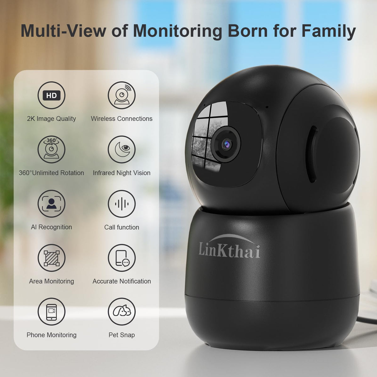Black 2K Indoor Security Camera K89585