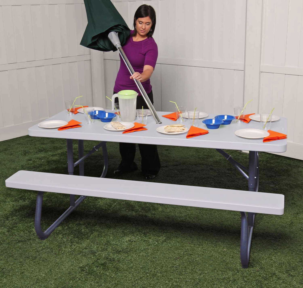 Folding Picnic Table 6 Feet White Granite I356047