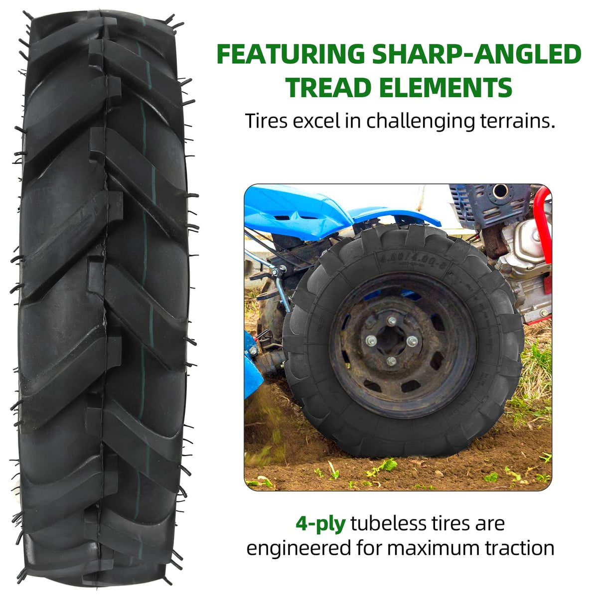 4.80/4.00-8 Tubeless Tires 2-Pack B447