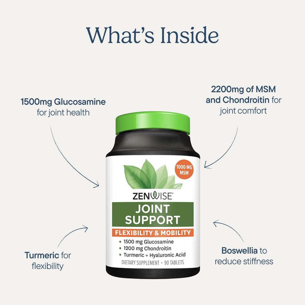 Joint Support Supplement with Glucosamine Chondroitin MSM Curcumin 180 Count R7152
