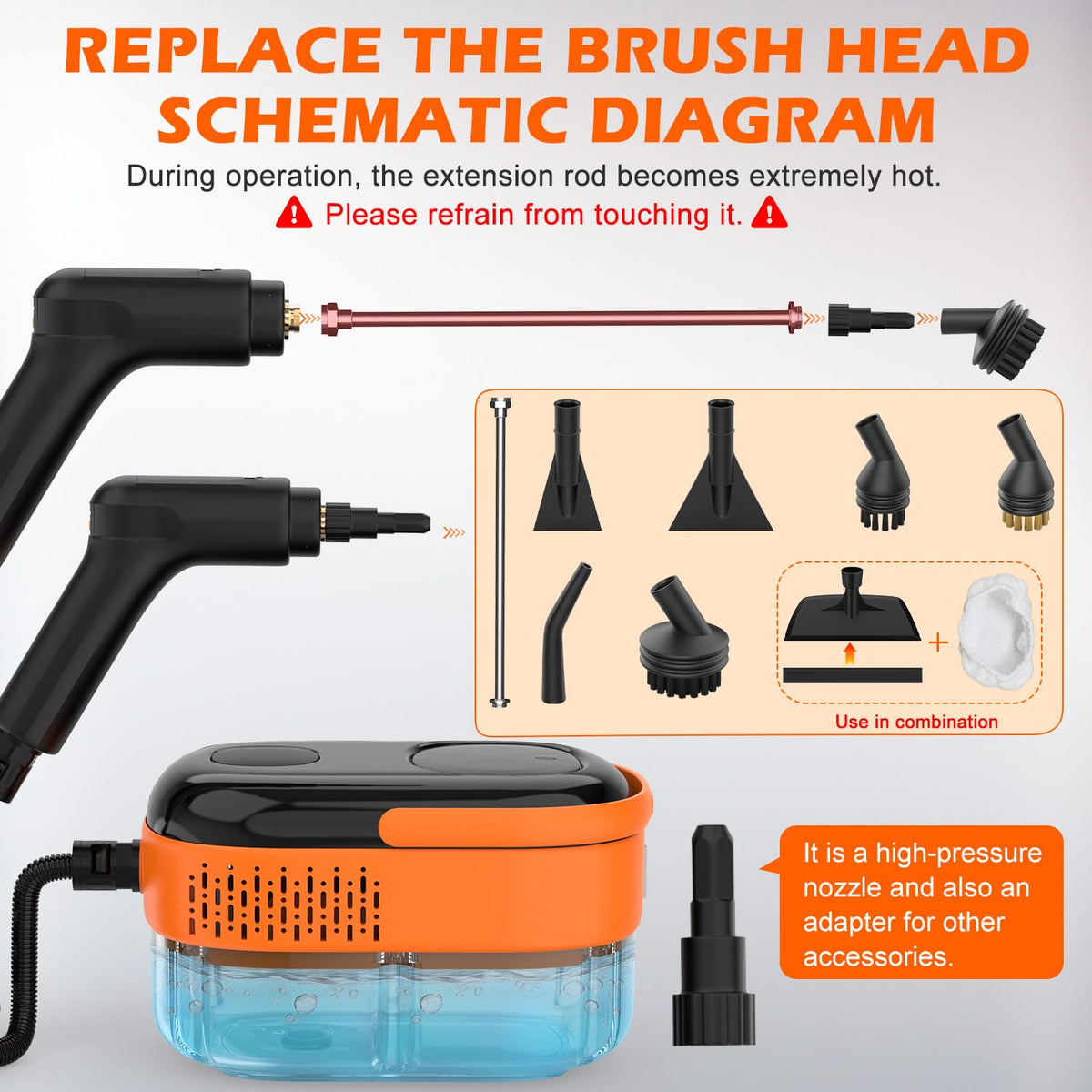 Portable Handheld Steam Cleaner with 16 Accessories Z74515