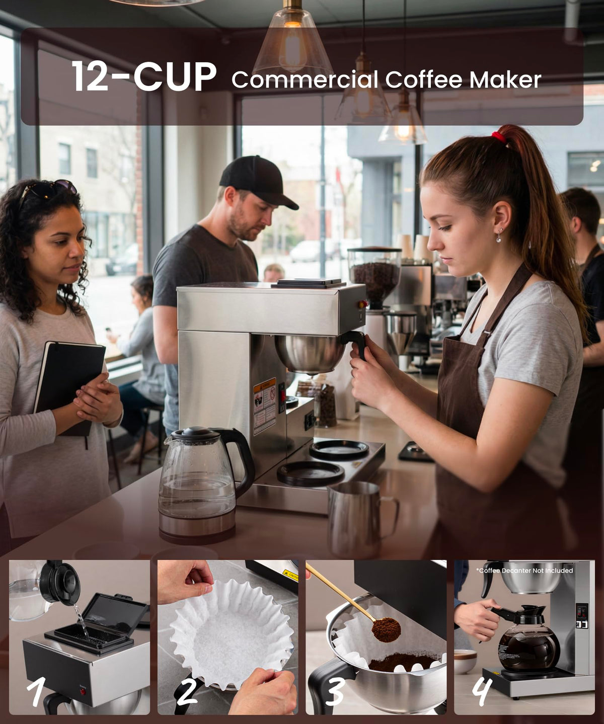 12-Cup Pour Over Coffee Maker with 3 Warmers U695549