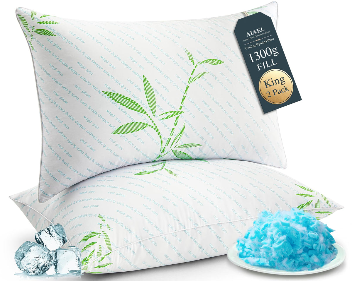 King Size Set of 2 Cooling Hybrid Bed Pillows O829