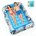 75"x64" XXL Inflatable Tanning Pool Lounger Float with Pillow Blue E5744