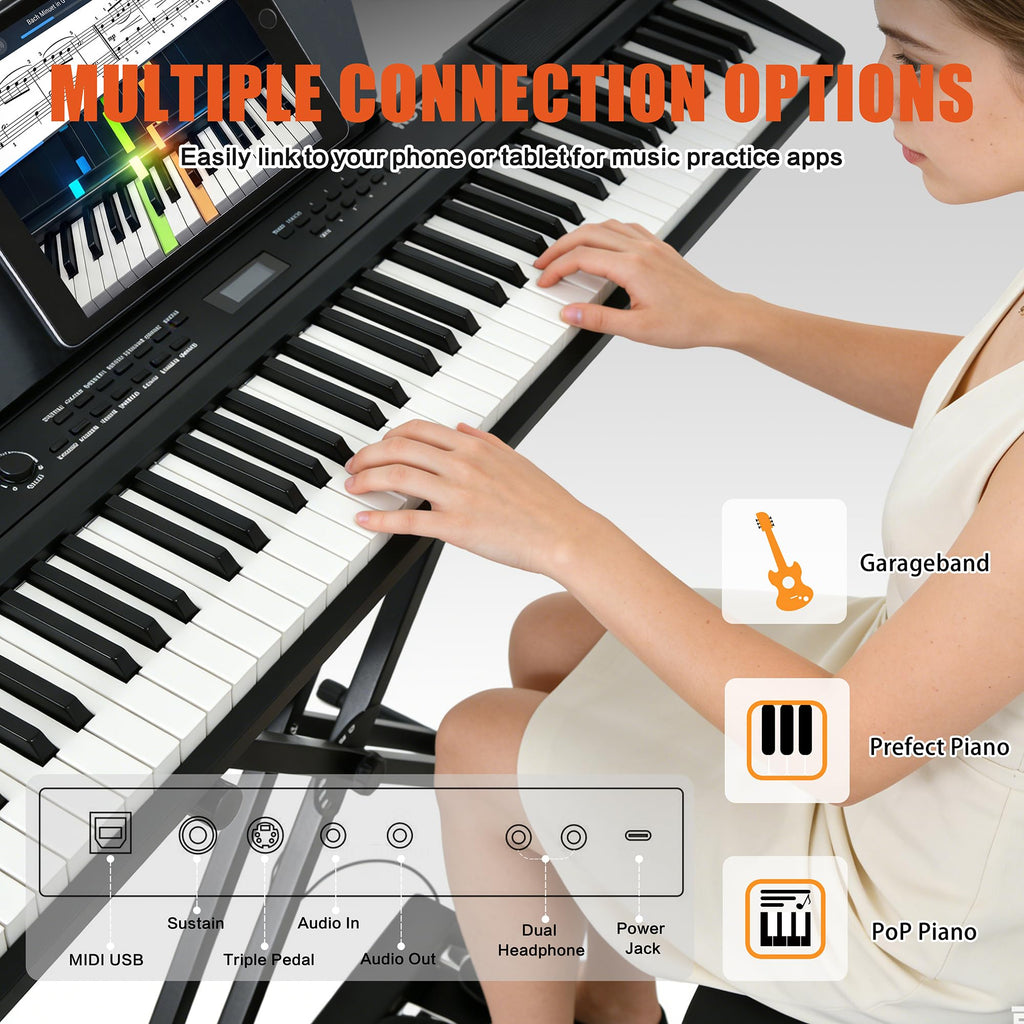88 Key Weighted Digital Piano with Bench and 3 Pedal Unit S6529